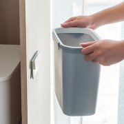 双面无痕贴壁挂压边垃圾桶 垃圾篓--深灰色 高款
