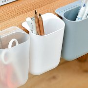 桌边粘贴整理盒 文具收纳笔筒--白色